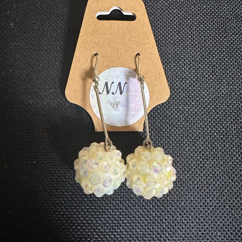 White Disco Ball Earrings
